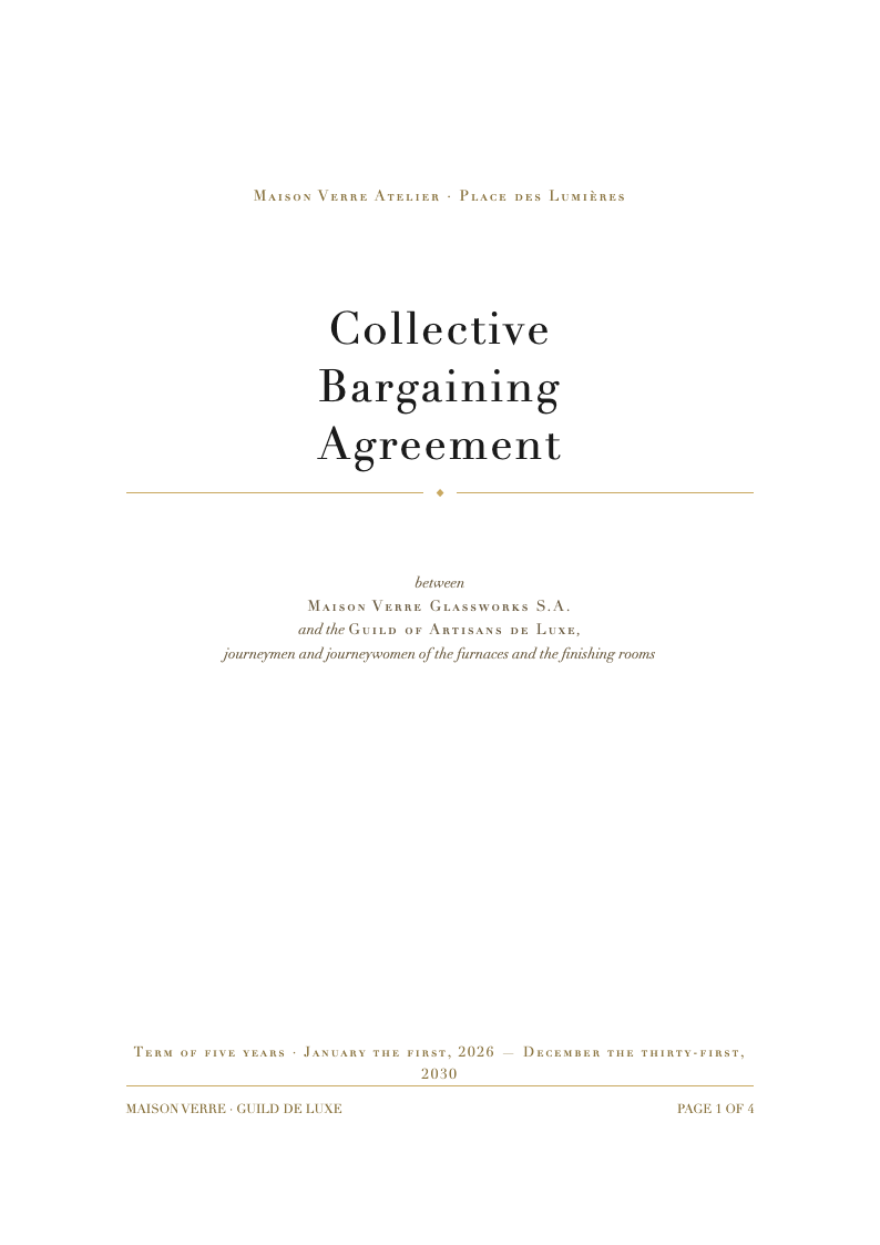 Luxury premium collective bargaining agreement
